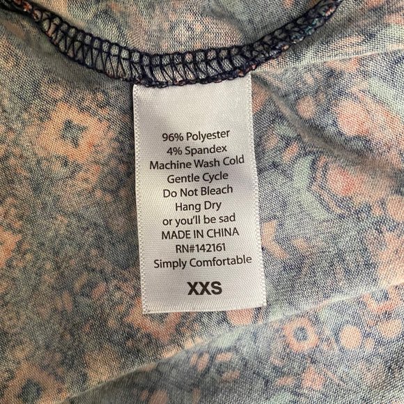 Lula Roe Peach and Teal Julia Pencil Dress, XXS, Pre-owned - Picture 7 of 7